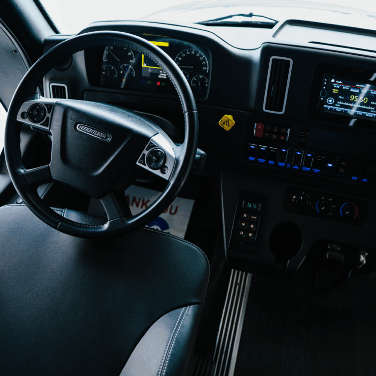 Ultra Coachliner DXL Edition interior shot of the steering wheel